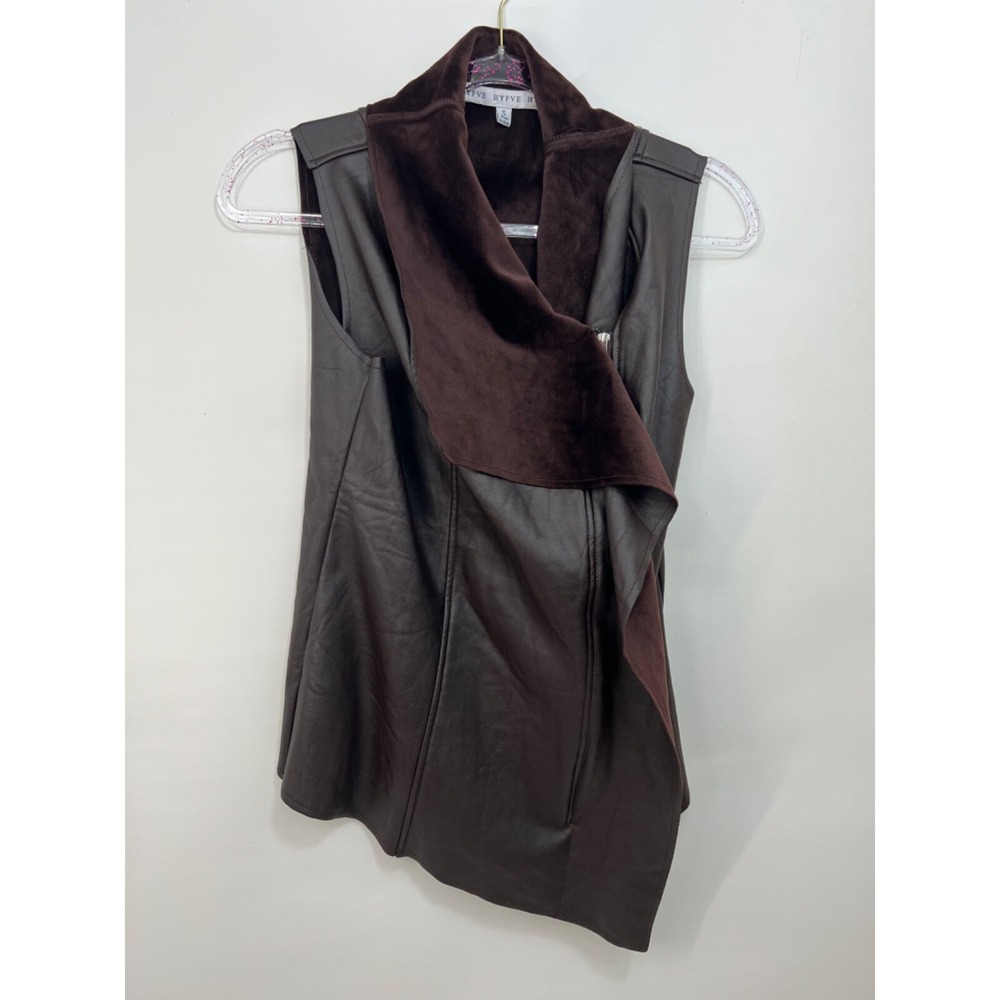 HYFVE Faux Leather Brown Vest Zip Closure Preowned Womens Size S
